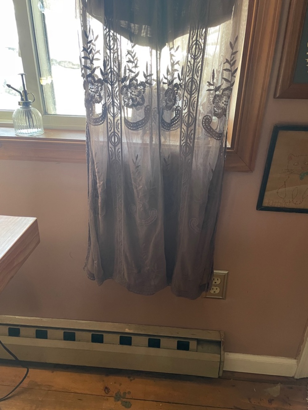 Sheer embroidered maxi dress with under shorts   Absolutely stunning